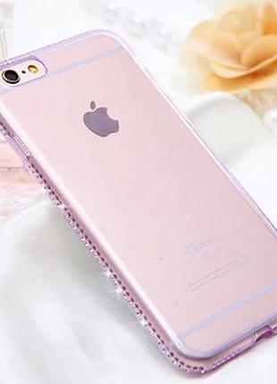 Силіконовий чохол з камінням сваровські для iphone 6 6s