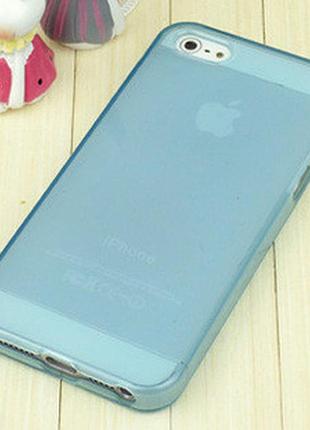 Прозорий силіконовий чохол-накладка для iphone 5/5s блакитний