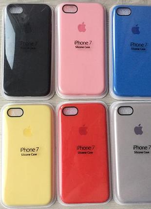 Силиконовый синій чорний червоний голубий чехол для iphone 7/8 в упаковке