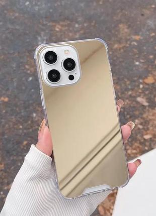 Дзеркальний золотий силіконовий чохол iphone 14pro