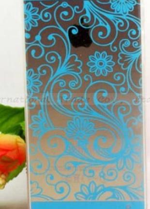 Силиконовый чехол с голубым узором для iphone 5 5s 5se