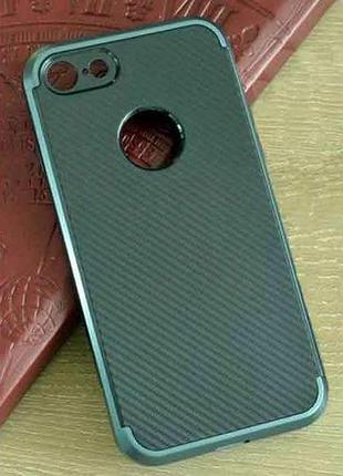 Мягкий чехол-накладка ipaky carbon для iphone 7 и iphone 8 черно-синий