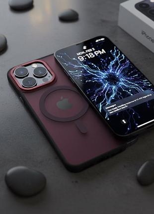 Бордовый чехол для iphone 16 pro max magsafe матовый