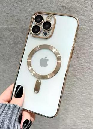 Силіконовий золотий(gold) чехол для iphone 16 pro max magsafe захистом на камеру