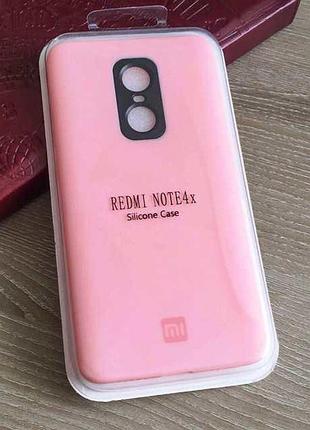 Силиконовый цветной чехол для xiaomi redmi note 4x розовый