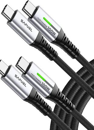 Кабель 2шт. для быстрой зарядки safuel usb c, 100 вт qc4.0 pd 5 a usb, [2 м + 2 м] - сток