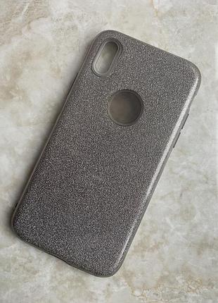 Мерехтливий чохол для iphone x/xs сірий з блискітками