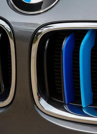 Накладки на решетку радиатора с 11 планками (комплект 3 шт.) для bmw 3 серия f30/f31 2012-2019 гг