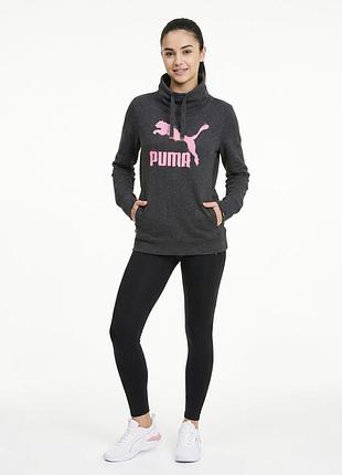 Стильне худі/толстовка puma з високим коміром та рожевим лого