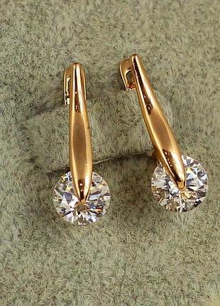 Серьги xuping jewelry повитруля с белым камнем 2 см золотистые love-shopping