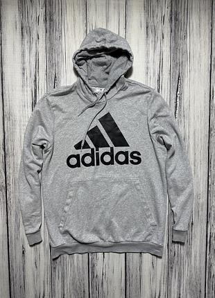 Adidas худи балахон оригинал l серый кофта спортивная с капюшоном