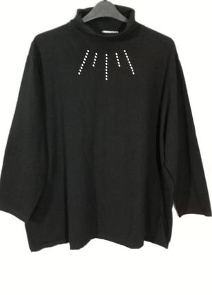 Лонгслив батал пог 80см/р.66-72 хлопок черный super plus size