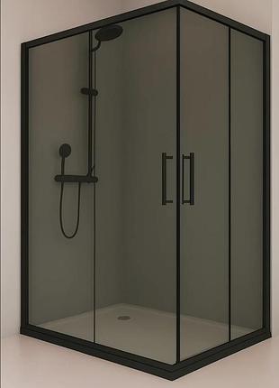Душевая кабина aquanil unimar 110×110×190 см, квадратная, тонированная, черный профиль
