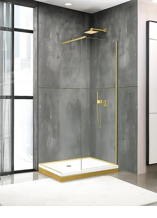 Душевая перегородка aquanil fit 90×195 см, прозрачная, золотой профиль