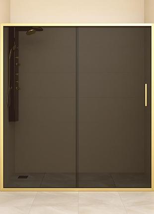 Душевая дверь aquanil carmen 150×190 см, прямоугольная, тонированная, золотой профиль