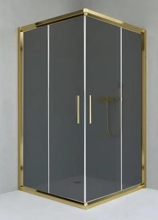 Душевая кабина aquanil unimar 110×110×190 см, квадратная, тонированная, золотой профиль