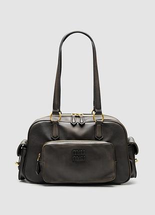 Сумка pocket nappa míu leather миу top-handle bag coffee