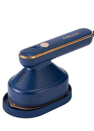 Дорожня праска з парогенератором професійна 1200 вт паровідпарювач для одягу та штор синій sokany