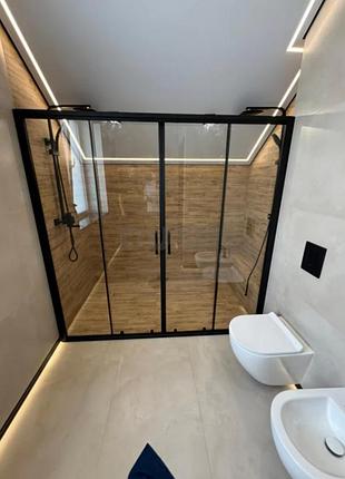 Душевая дверь aquanil trend 170×190 см, прямоугольная, прозрачная, черный профиль
