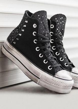 Високі кеди converse chuck taylor all star на платформі та заклепками
