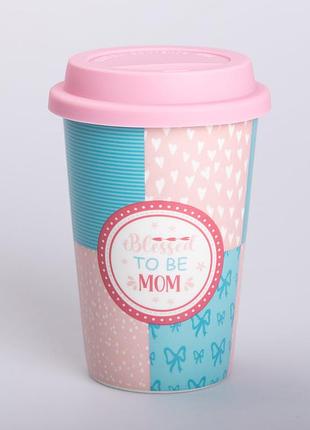 Стакан фарфоровый 420 мл с силиконовой крышкой blessed to be mom rx-n240288bm
