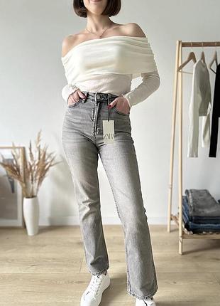 Джинси stove pipe сірі zara прямі завужені