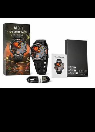 Тактические смарт часы ai gpt gps sport watch, мужские защищенные умные часы с навигатором, военные часы для зсу, компас, звонки, bluetooth