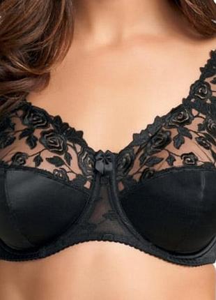 34g,75g, fantasie belle,черный атласный бюстгальтер с полной чашкой на косточках, новый