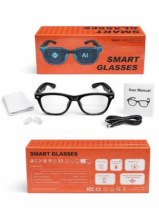 Смарт очки smart glasses bluetooth 5.0 с динамиками и микрофоном, аудио очки для звонков и музыки, беспроводная гарнитура, ai assistan
