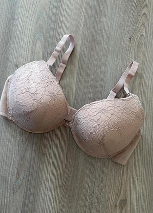 Мереживний  бежевий бюстгальтер з пуш ап primark