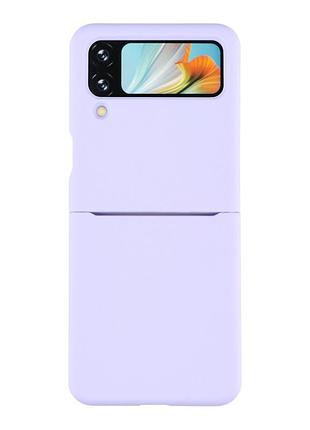 Чехол на samsung galaxy flip 4 (f721) элегантный фиолетовый силиконовый матовый с микрофиброй для самсунг галакси флип 4