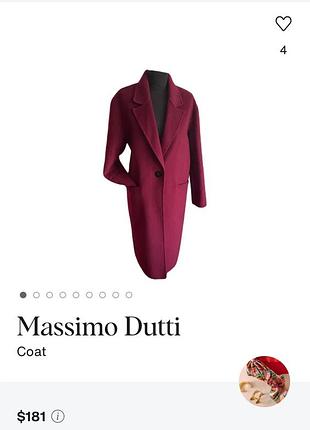 Massimo dutti женское шерстяное пальто р xs
