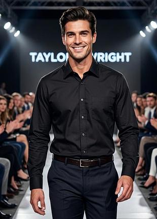 Мужская рубашка taylor &amp; wright черная, размер xxl (хлопок/полиэстер)