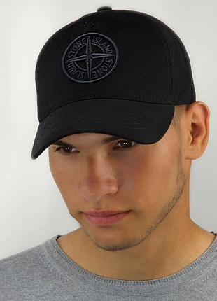 Кепка бейсболка stone island мужская черная с вышитым 3д логотипом xxl / 61-62