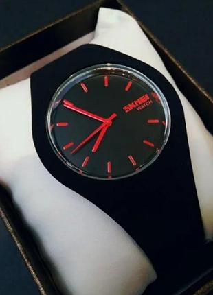 Часы skmei 9068bkrd black red pointer | наручные женские часы с красными стрелками, классический кварцевый