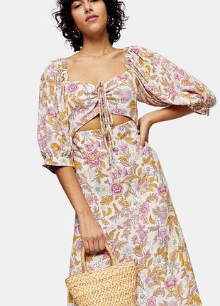 Платье в цветочный принт вискоза topshop