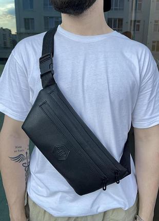 Бананка-сумка из кожзаменителя черная philipp plein