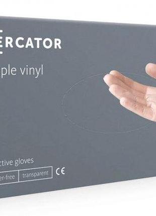 Перчатки виниловые mercator simple vinyl прозрачные, размер l (100 шт/50 пар)
