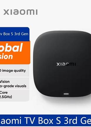Смарт-приставка xiaomi mi box s 4k gen3 2/32gb (mdz-32-aa) android google tv box пульт із голосовим керуванням
