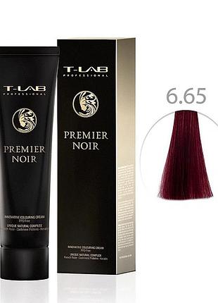 Крем-краска для волос t-lab professional premier noir colouring cream 6.65 темный блондин экстракрасный махагон