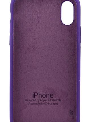 Чехол silicone case box для apple iphone x бампер soft touch с микрофиброй фиолетовый (общий вырез) 2