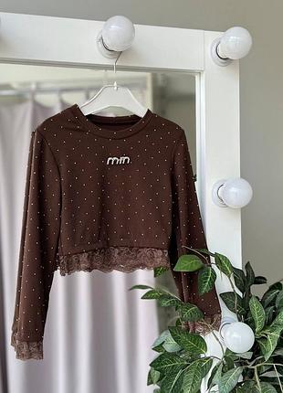 Кофта с камушками и кружевом для девочки 3