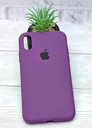Чехол silicone case box для apple iphone xs бампер soft touch с микрофиброй pastel violet (общий вырез)