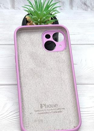 Чехол silicone case box для apple iphone 14 бампер soft touch с микрофиброй сиреневый 2