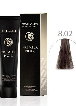 Крем-фарба для волосся t-lab professional premier noir colouring cream 8.02 світлий блондин натурально-перламутровий