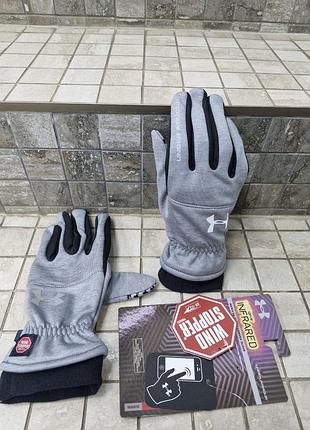 Перчатки женские under armour windstopper сенсорные влагостойкие утепленные tuch screen 9437-1 светлосерые