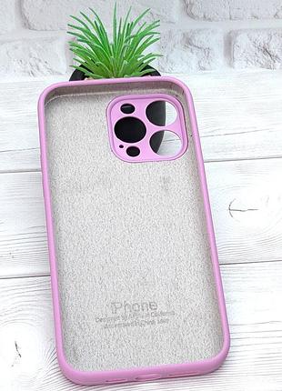 Чехол silicone case box для apple iphone 14 pro max бампер soft touch с микрофиброй сиреневый 2