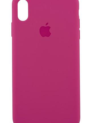 Чохол silicone case box для apple iphone xs max бампер soft touch з мікрофіброю фуксія (загальний виріз)