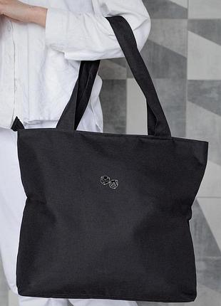 Женская сумка эко-шоппер тканевая с принтом cube black