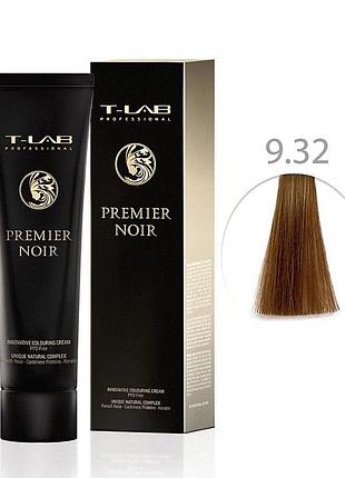 Крем-фарба для волосся t-lab professional premier noir colouring cream 9.32 дуже світлий блондин золотисто-перламутровий